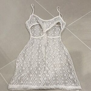Superdown White Crochet Sleeveless Beach Cover Up Sheer Knit Size S Revolve